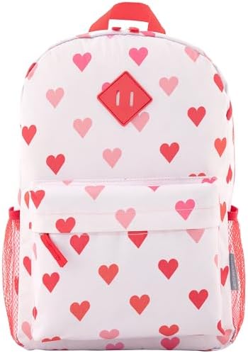 5-Piece Unisex Kid's Rolling Travel Luggage Set w/Neck Roll & Luggage Tag, Pink and Red Hearts