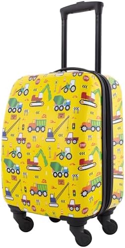5-Piece Unisex Kid's Rolling Travel Luggage Set w/Neck Roll & Luggage Tag, Truck Yeah!