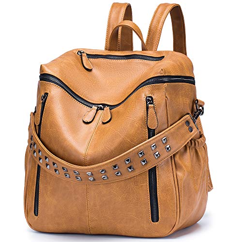 Large Convertible School or Travel Leather Backpack Purse Shoulder Bag  (18 colors)
