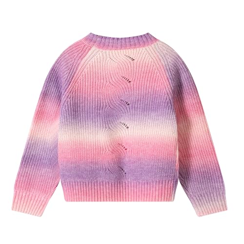 Girls Crewneck Striped Gradient Long Sleeve Cable Knit Sweater  (4 colors)