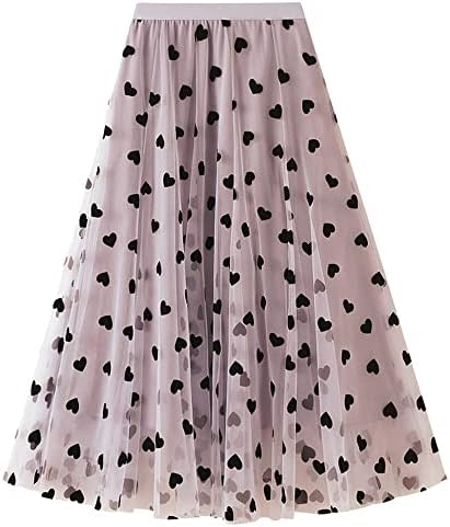 Women's All Over Polka Dot on Tulle Layered Elastic High Waist Skirt  (5 colors)