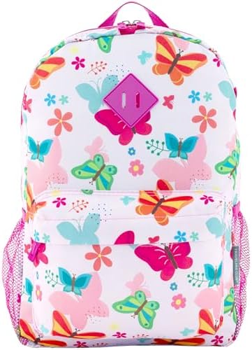 5-Piece Unisex Kid's Rolling Travel Luggage Set w/Neck Roll & Luggage Tag, Colorful Butterflies