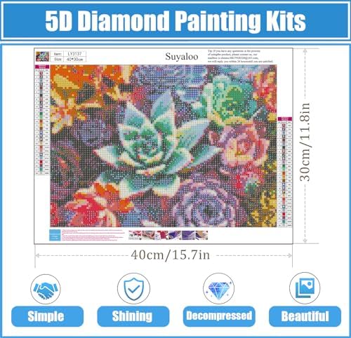 5D Full Drill Diamond Painting Kit For Adults, Kids & Beginners - Colorful Succulents