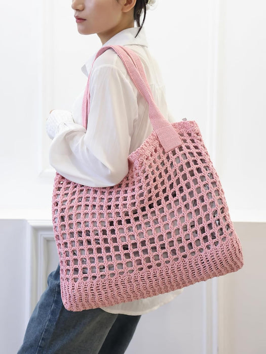 Women's Large Beach Tote Bag, Knitted Shoulder Handbag  (7 colors)
