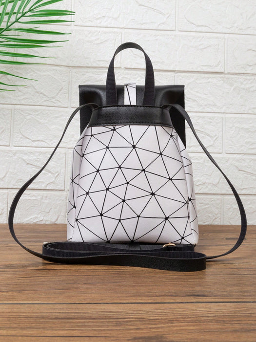Mini Flap School Backpack Shoulder Handbag, Lightweight Leather  (2 colors)