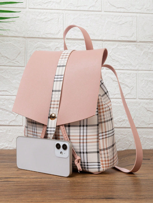 Mini Flap School Backpack Shoulder Handbag, Lightweight Leather  (2 colors)