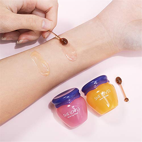 2PCS Lip Mask Overnight, Honey&Sakura Day and Night Repair Lip Sleeping Masks Honey Lip Balm, Fade Lip Lines Bee Balm Lip Balm, Hydrating &Prevention Dry and Crack Lip Scrubs Exfoliator - Pink and Caboodle