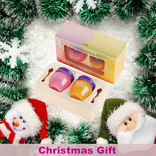 2PCS Lip Mask Overnight, Honey&Sakura Day and Night Repair Lip Sleeping Masks Honey Lip Balm, Fade Lip Lines Bee Balm Lip Balm, Hydrating &Prevention Dry and Crack Lip Scrubs Exfoliator - Pink and Caboodle