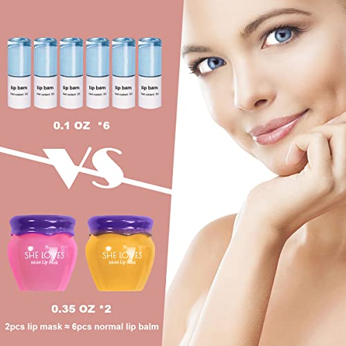 2PCS Lip Mask Overnight, Honey&Sakura Day and Night Repair Lip Sleeping Masks Honey Lip Balm, Fade Lip Lines Bee Balm Lip Balm, Hydrating &Prevention Dry and Crack Lip Scrubs Exfoliator - Pink and Caboodle