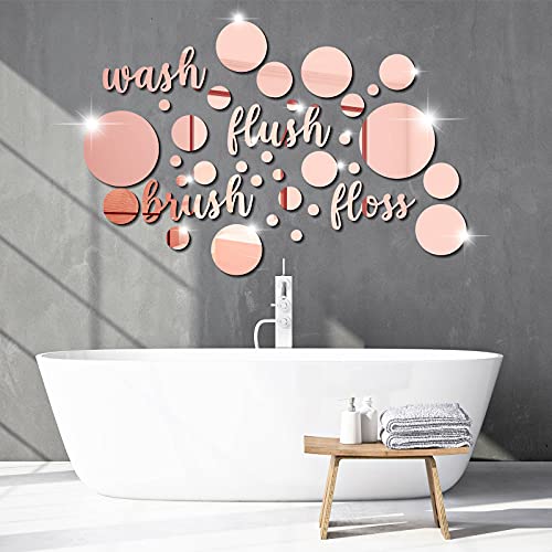 30 Pieces Self Adhesive Bathroom 3D Round Mirror Wall Art Decals  (3 colors)