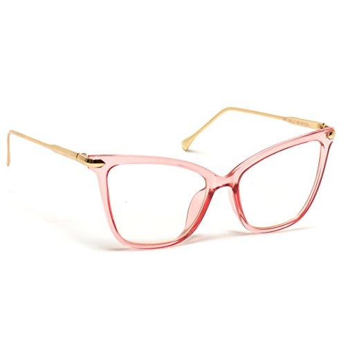 WearMe Pro - New Elegant Oversized Clear Cat Glasses (Pink Frame, 52)
