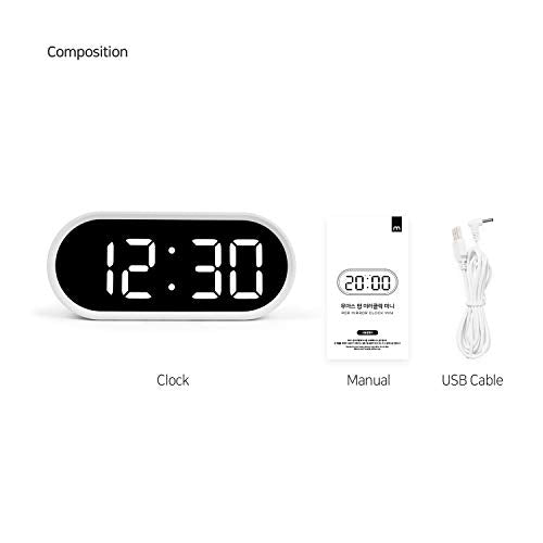 Basic Office or Bedroom LED Alarm Desk Clock w/Snooze & Temperature, Pink or White