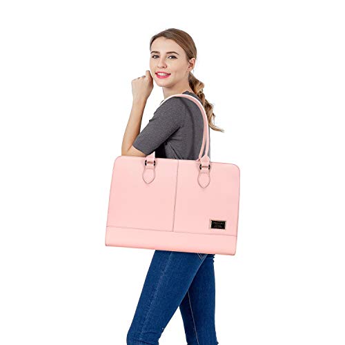 MOSISO Women Laptop Tote Bag (15-16 inch) 3 Layer Compartments,Rose Quartz