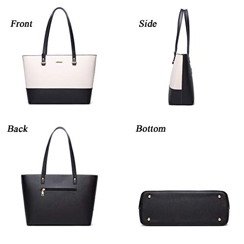 Women's Two-Tone Black & Beige 4-Piece Tote Bag, Shoulder Handbag, Clutch Wallet & Card Holder Set  (9 colors)