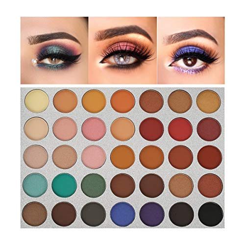 35 Colors Highly Pigmented Matte & Shimmer Eyeshadow Palette, Waterproof & Sweatproof