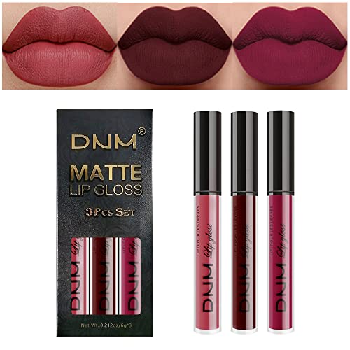 3Pcs Rose, Dark Red & Purple Matte 24-hour Liquid Lipstick Set