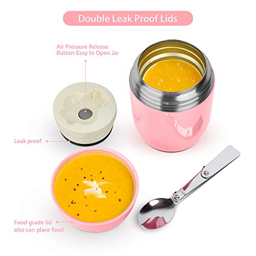 16-oz Insulated Stainless Steel Vacuum Bento Picnic Lunch Box for Kids & Adults  (5 colors)