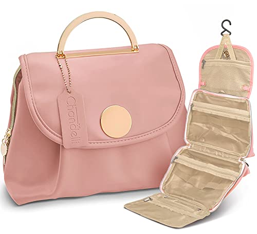 chandelli travel makeup bag Chandelli Travel Toiletry Bag for Women for Travel Size Toiletries, Pe – Pink and Caboodle