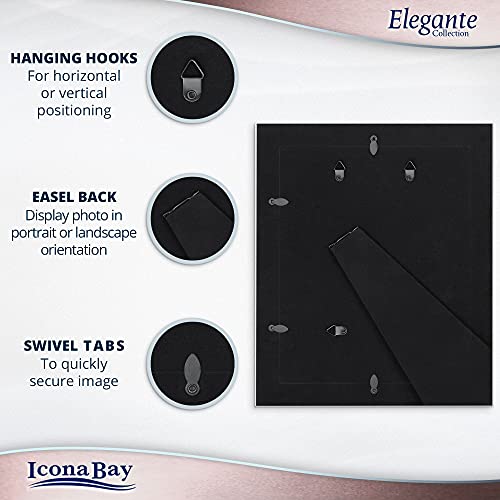 Icona Bay 8x10 Picture Frames (Rose Gold, 6 Pack), Contemporary Photo Frames 8 x 10, Wall Mount or Table Top, Elegante Collection