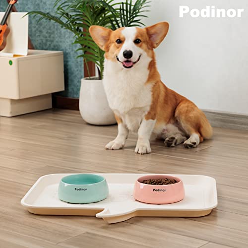 Puppy Size Small Ceramic Dog Bowl Feeder Pet Dish, 2-1/2 Cups  (3 colors)