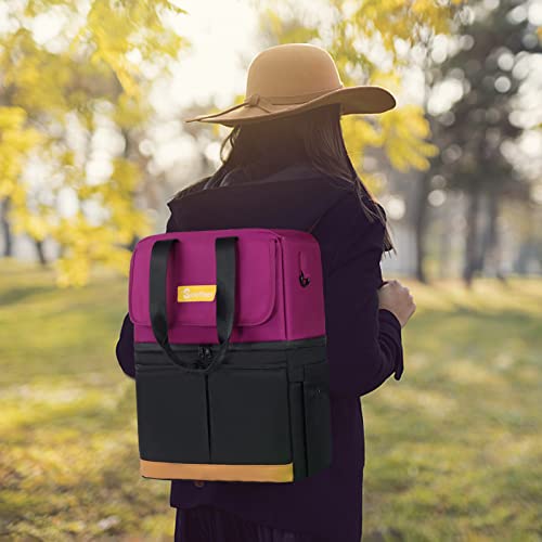 Scothen Backpack Cooler with Double Decker & 12 Ice Packs- Insulated Leak Proof & Waterproof Cooler Backpack- Soft Side Cooler Bag- Stylish Ice Chest Backpack for Women Travel Beach Picnic Lunch Work