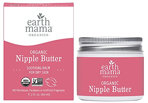 Organic Nipple Butter Breastfeeding Cream by Earth Mama | Lanolin-free, Safe for Nursing & Dry Skin, Non-GMO Project Verified, 2-Fluid Ounce (Packaging May Vary)
