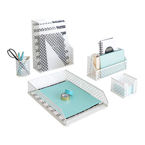 6-Piece Filigree Wire Desk Organizer Accessories Set