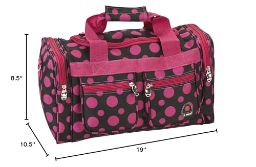 19-Inch Carry-On, Overnight, Weekender Duffel Bag, Black with Pink Polka Dots