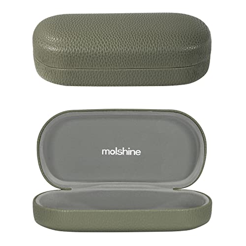 molshine Hard Shell Leather Sunglasses Case,Classic Large Glasses