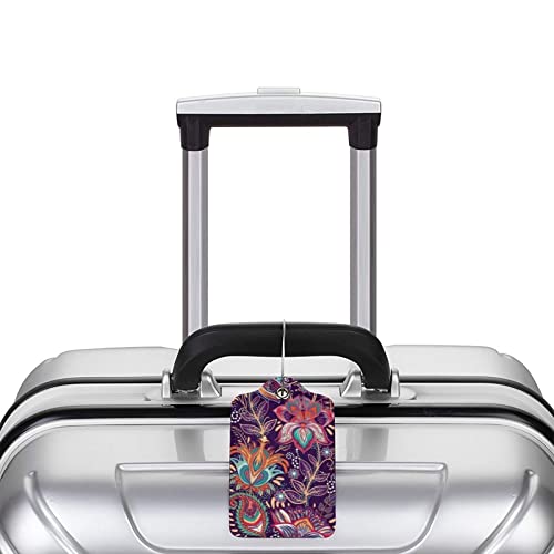 Bohemian Boho Paisley Flowers Leather Suitcase Luggage Tags, 2 Pack