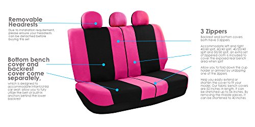 FH Group Light & Breezy Pink & Black Cloth Seat Covers & Floor Mats