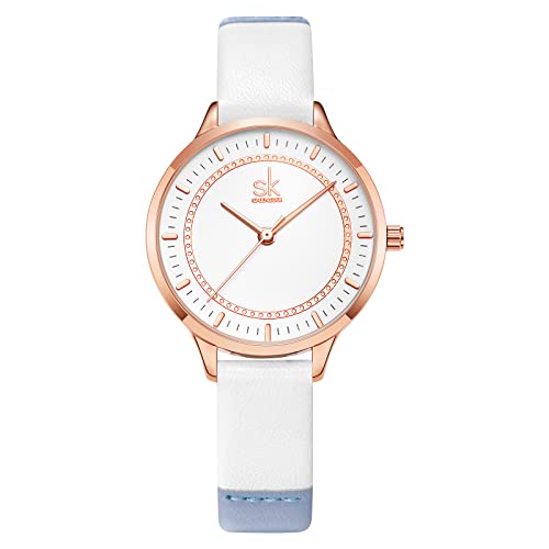 Women's Feminine Two-Tone Casual Watch w/Leather Strap  (3 colors)