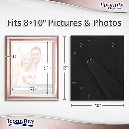 Icona Bay 8x10 Picture Frames (Rose Gold, 6 Pack), Contemporary Photo Frames 8 x 10, Wall Mount or Table Top, Elegante Collection