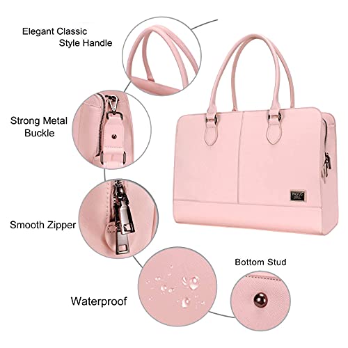 MOSISO Women Laptop Tote Bag (15-16 inch) 3 Layer Compartments,Rose Quartz