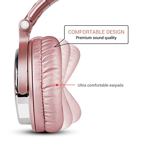 Silver Pink Over Ear Headphones, Wired Bass Stereo Sound Headsets with Mic
