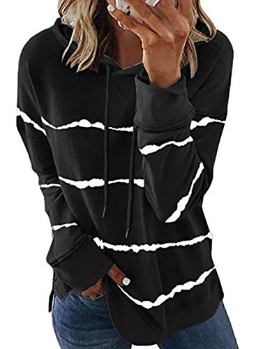 Women's Loose Wide Striped Lower Hip Length Pullover Hoodie Sweater  (6 colors)