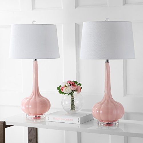 Tall Pink 28.5" Teardrop LED Table Lamps, Contemporary Modern Style, Set of 2