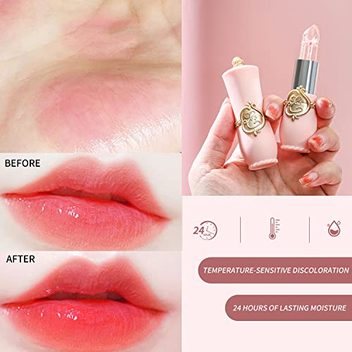 6 Pcs Set, Flower Jelly Temperature Change Moisturizer Long-Lasting Balm Lip Gloss