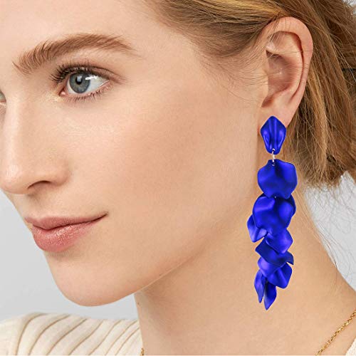 Long Petal Drop Dangle Resin Earrings  (8 colors)