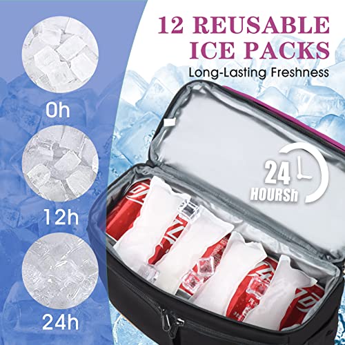 Scothen Backpack Cooler with Double Decker & 12 Ice Packs- Insulated Leak Proof & Waterproof Cooler Backpack- Soft Side Cooler Bag- Stylish Ice Chest Backpack for Women Travel Beach Picnic Lunch Work
