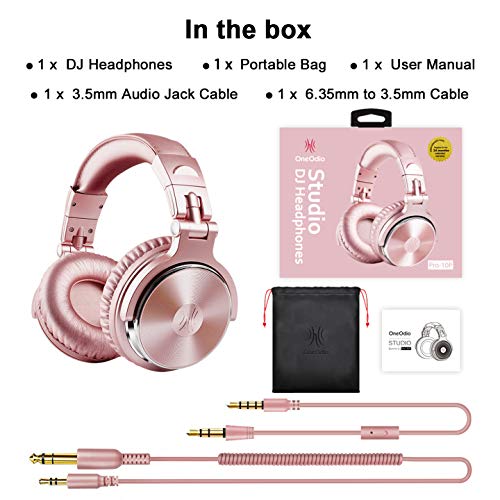 Silver Pink Over Ear Headphones, Wired Bass Stereo Sound Headsets with Mic