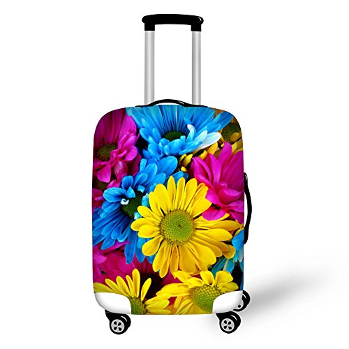 Bright & Vivid Washable Travelling Suitcase Cover, Pink, Blue & Yellow Flowers, Fits 26 to 30-inch Luggage