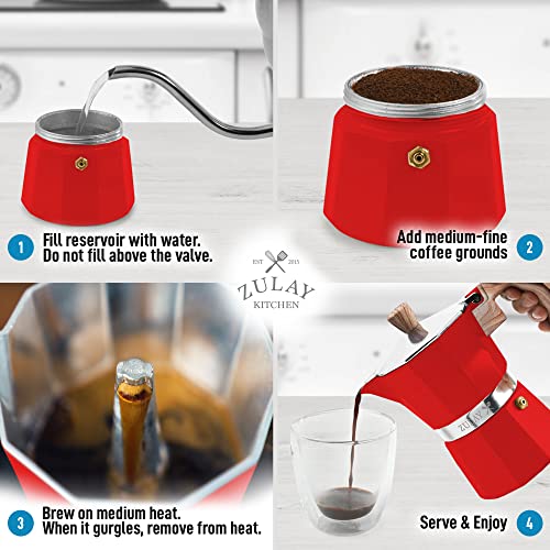 Zulay Classic Stovetop Espresso Maker for Great Flavored Strong Espres ...