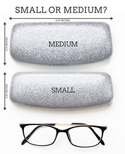 Poetic Pink Small Premium Fashion Women's Hard Eyeglasses Case | Smooth Glitter | Bonus Cleaning Cloth