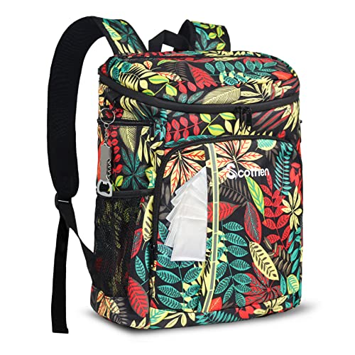 Scothen Cooler Backpack with 12 Ice Packs - Keeps 54 Cans Cold for Up to 24 Hours - Waterproof & Leak Proof Insulated Backpack Cooler -Lightweight Lunch Backpack for Men Women Beach Hiking Camping
