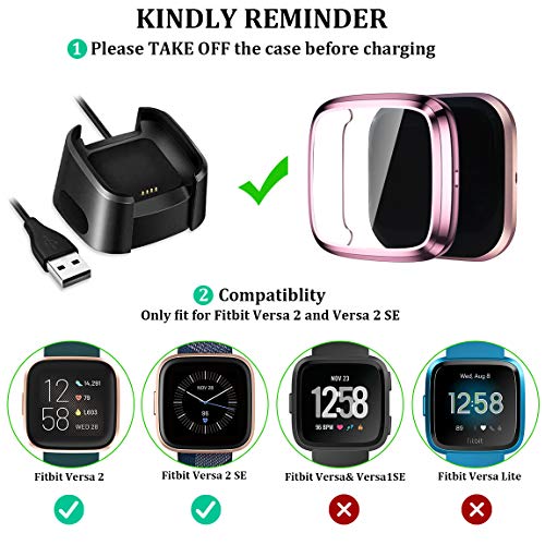 Fitbit Versa 2 Ultra Thin Screen Protector Case for Smartwatch Band Accessories, 3 Pack