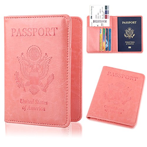 Leather Passport Holder Cover-Travel Wallet, RFID Blocking (15 colors)