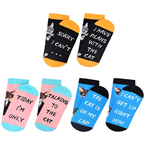 Cat Lovers Funny Novelty Super Soft Socks, 3 Pairs