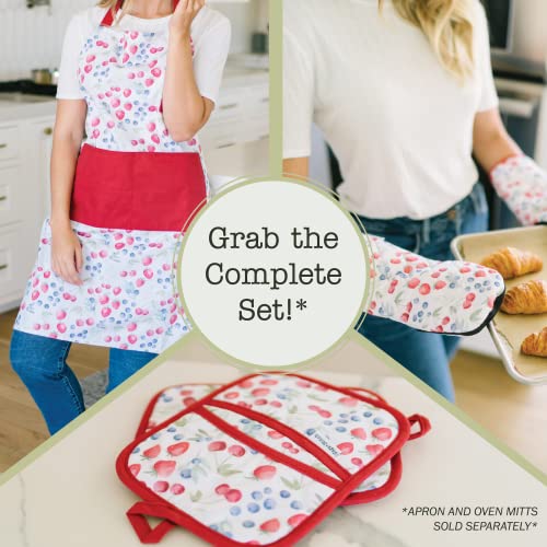 Set of 2 100% Cotton Heat Resistant Pot Holders w/Hand Pockets & Hanging Loops  (5 styles)