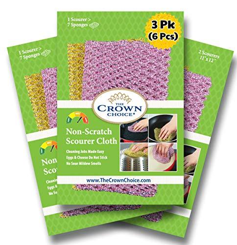 6-Pc Heavy Duty Scouring Pad/Pot Scrubber for Dishwashing & Cleaning  (3 colors) - Pink and Caboodle
